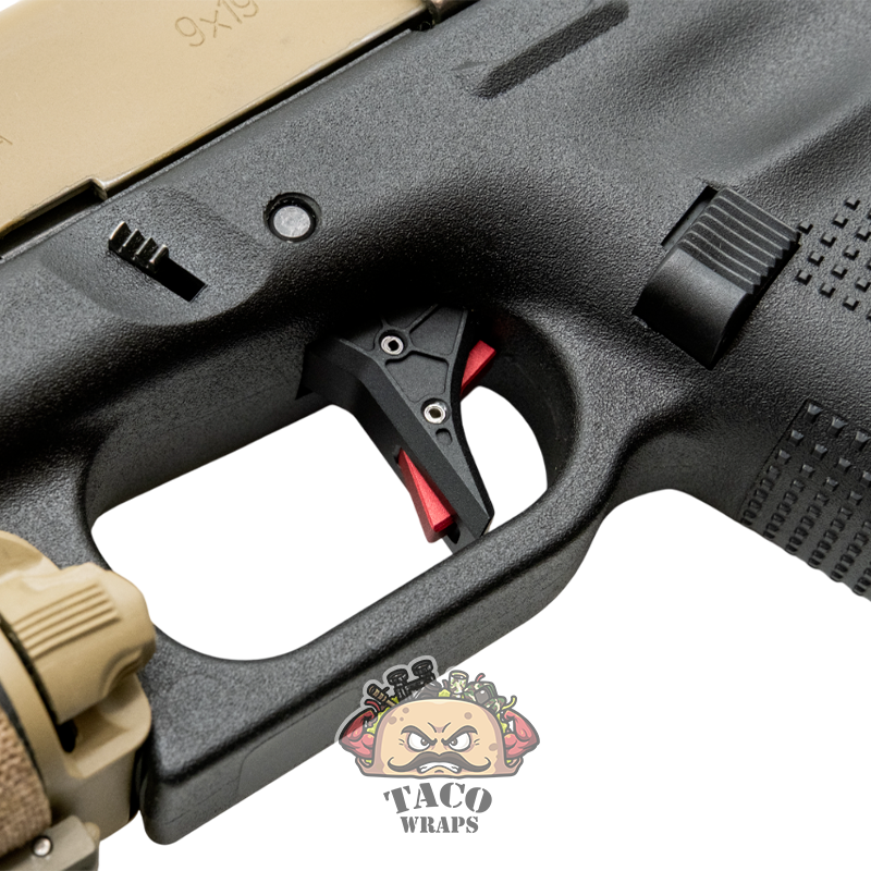 Taco Wraps Jazýček + Glock Performance Trigger vč. searu! - Barva: Černý jazýček s červenou pojistkou