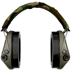 Sordin střelecká sluchátka Supreme Pro-X LED - zelené mušle, camo látka, gelové náušníky, LED světlo